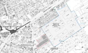 昭和女子大とTUJの新校舎付近のエリアマップ。